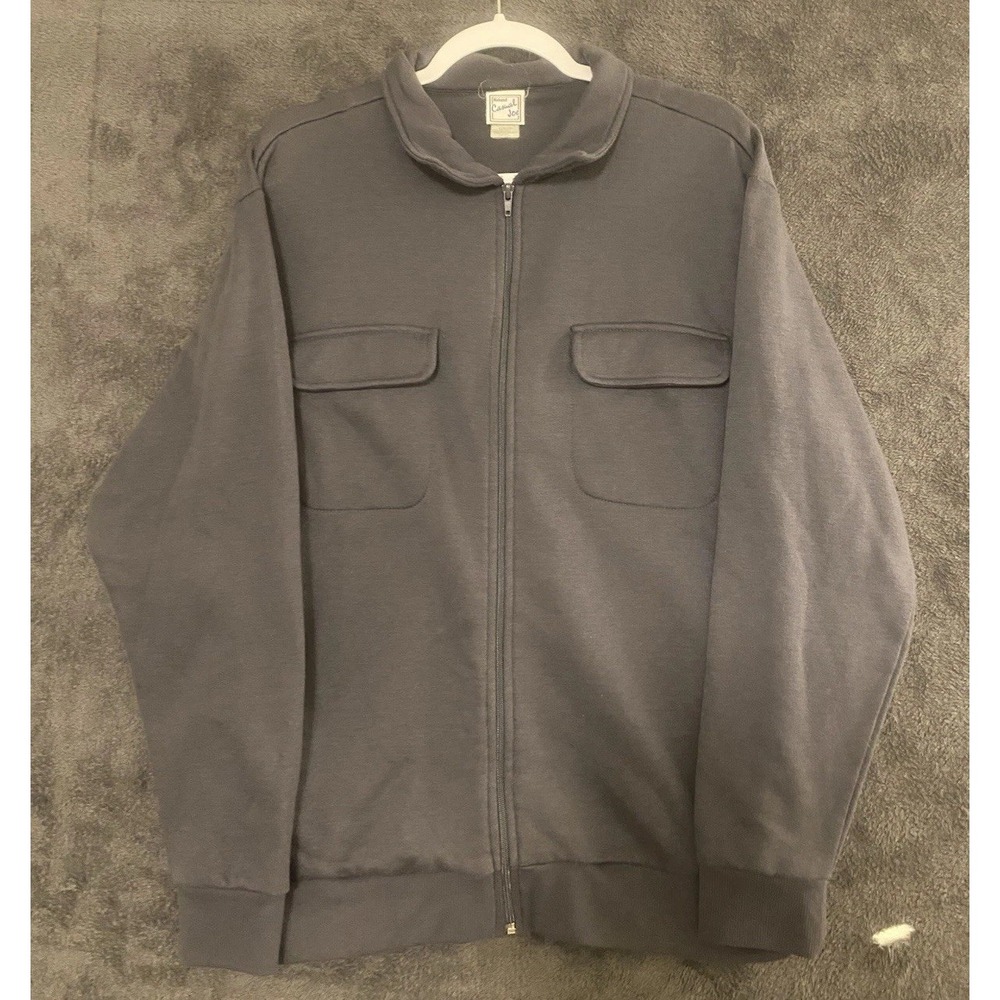 Vintage Style Fleece Jacket Haband Casual Joe grey Full Zip Chest Pockets M
